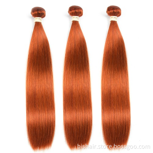 Wholesale orange hair tress extension 100% real hair straight hair suitable for women 8-28 inch Remy1/3/4 strands